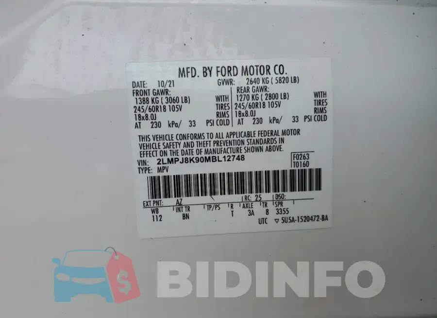 2LMPJ8K90MBL12748 Photo# 14