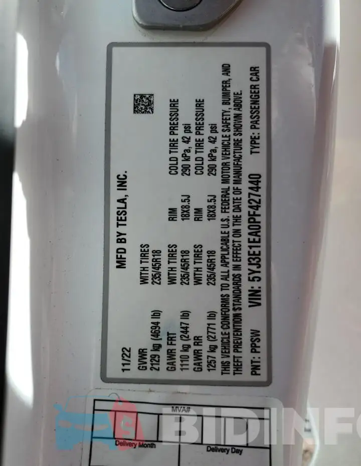 5YJ3E1EA0PF427440 Photo# 12