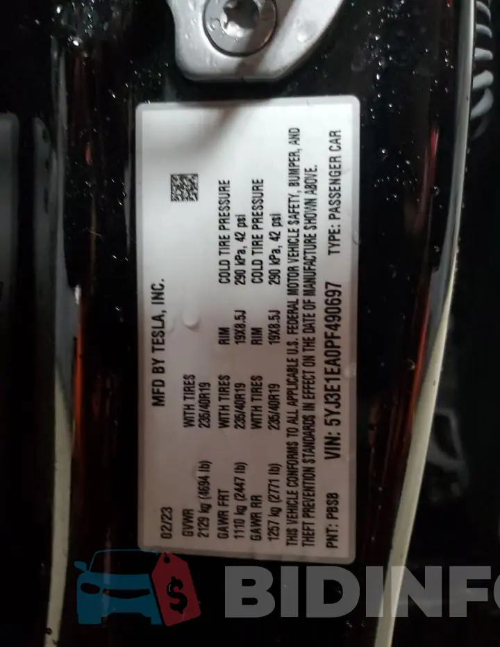5YJ3E1EA0PF490697 Photo# 13