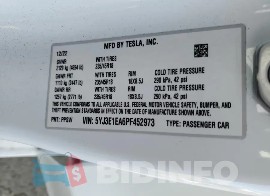 5YJ3E1EA6PF452973 Photo# 13