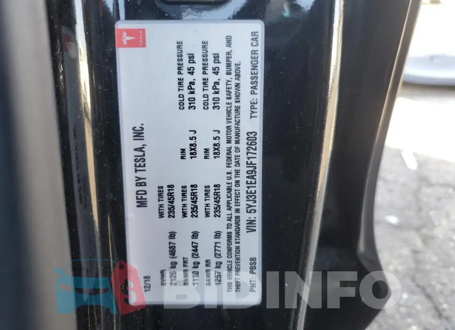 5YJ3E1EA9JF172603 Photo# 12
