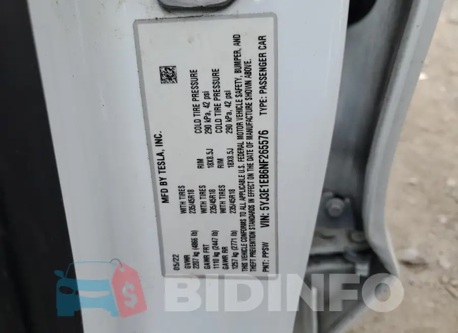 5YJ3E1EB6NF265576 Photo# 12