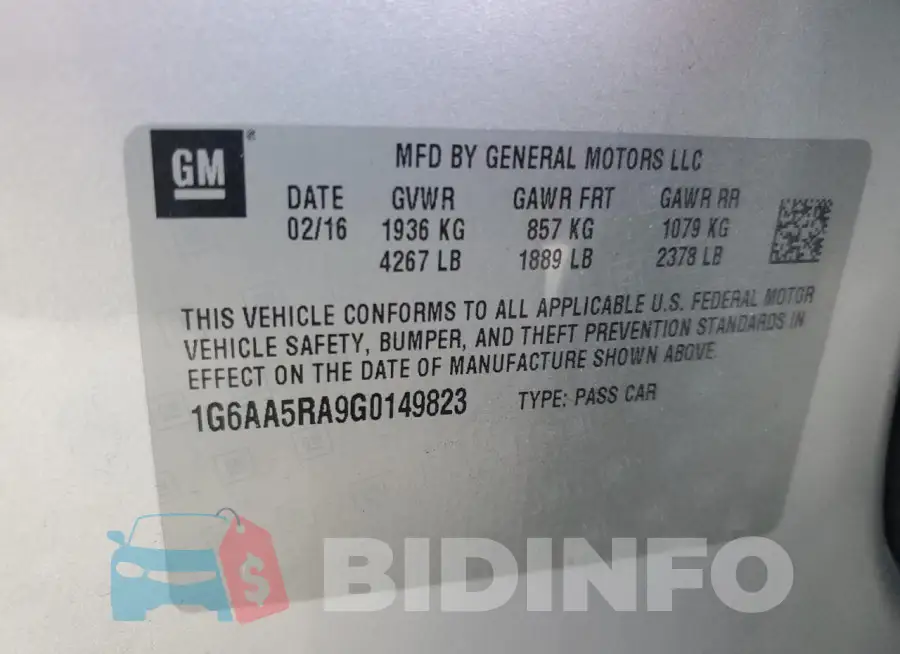1G6AA5RA9G0149823 Photo# 13