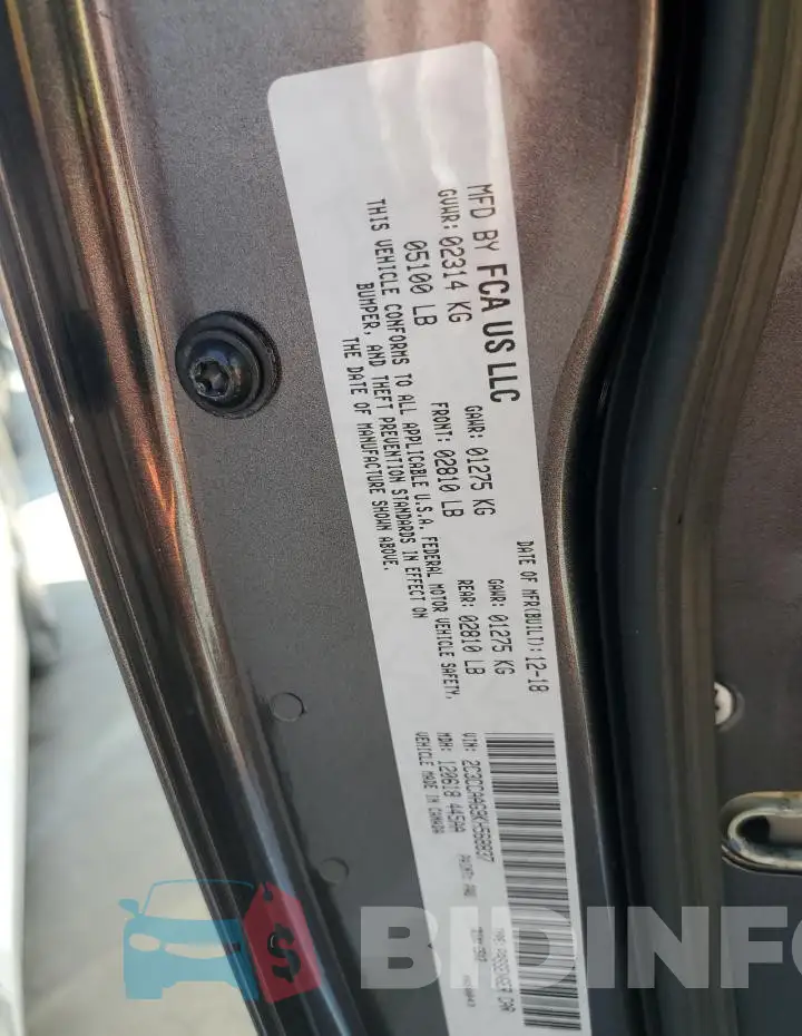 2C3CCAAG9KH568837 Photo# 13