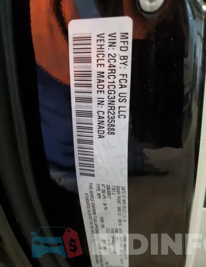 2C4RC1CG3NR235888 Photo# 13