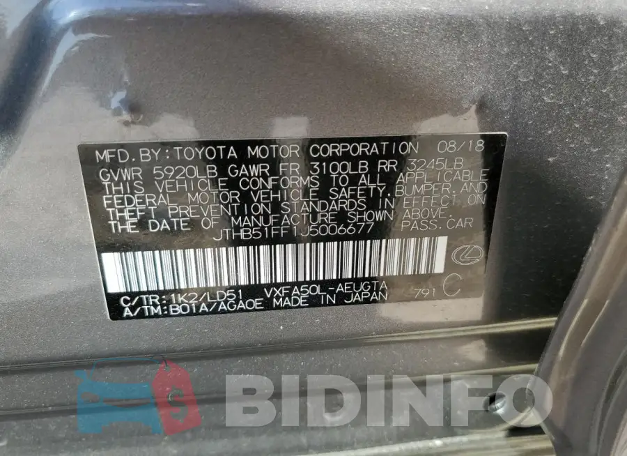 JTHB51FF1J5006677 Photo# 12
