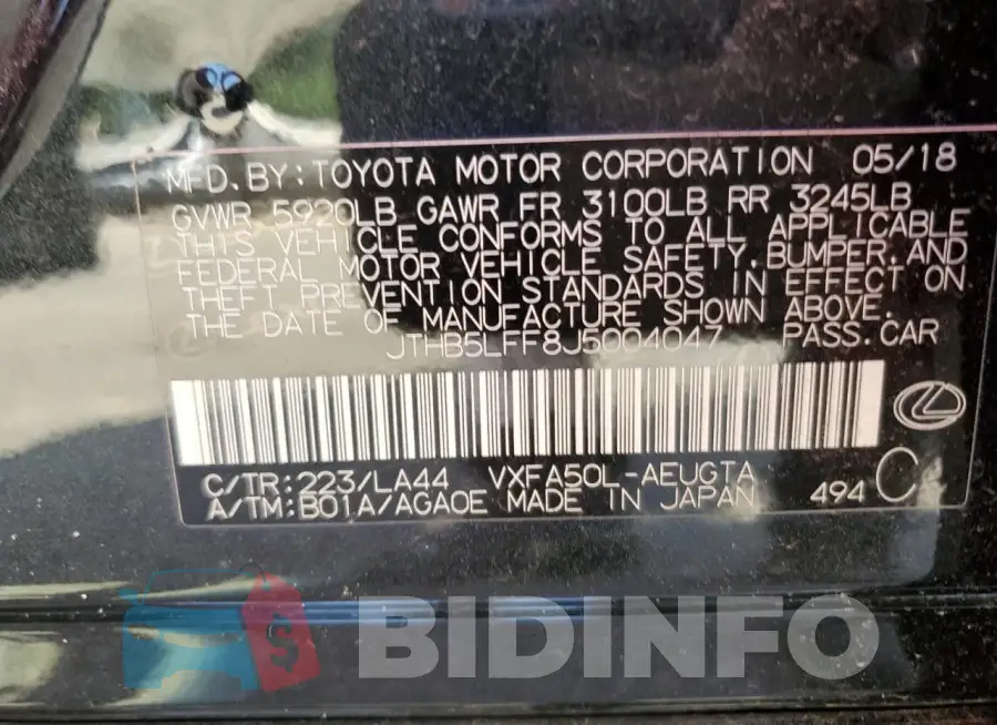 JTHB5LFF8J5004047 Photo# 12