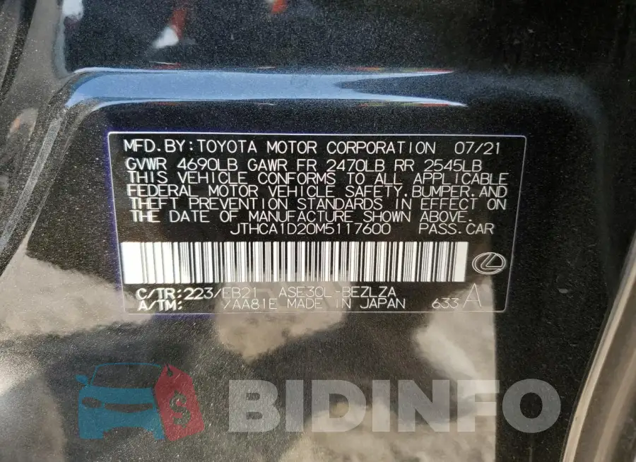JTHCA1D20M5117600 Photo# 13
