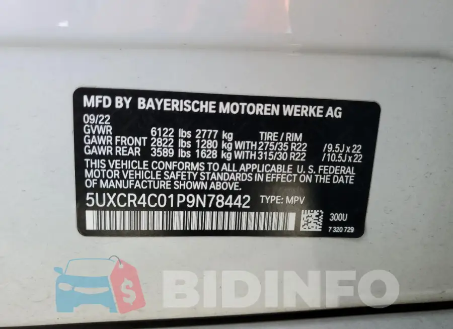 5UXCR4C01P9N78442 Photo# 14