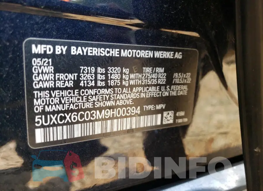5UXCX6C03M9H00394 Photo# 13