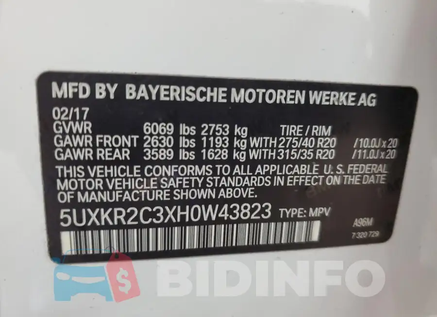 5UXKR2C3XH0W43823 Photo# 13