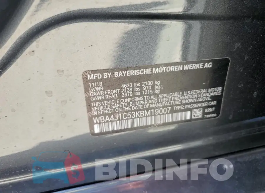 WBA4J1C53KBM19007 Photo# 12