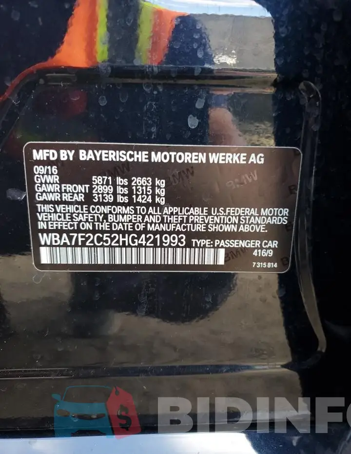 WBA7F2C52HG421993 Photo# 12