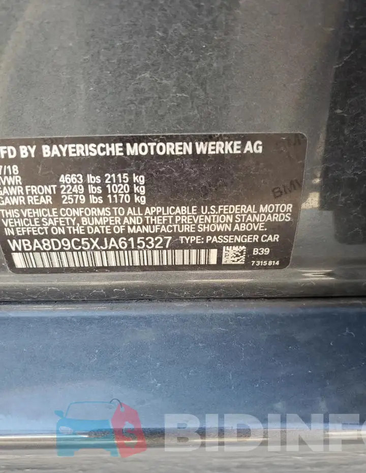 WBA8D9C5XJA615327 Photo# 12