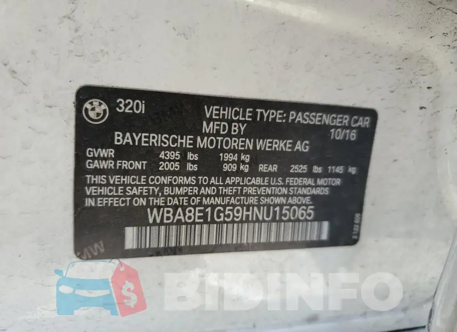 WBA8E1G59HNU15065 Photo# 12