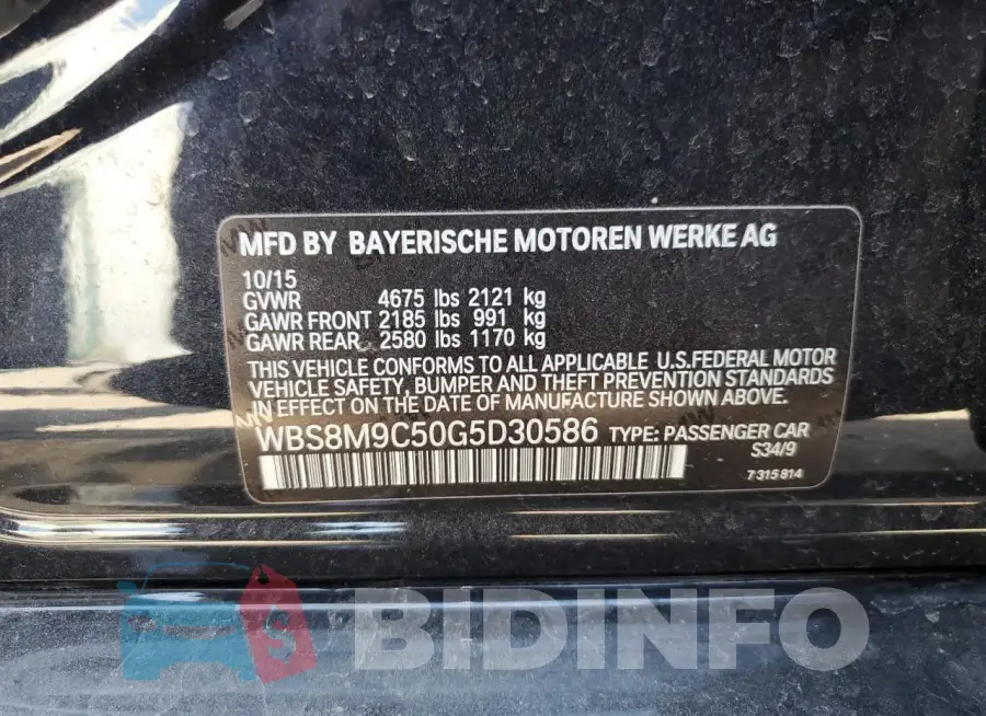 WBS8M9C50G5D30586 Photo# 13