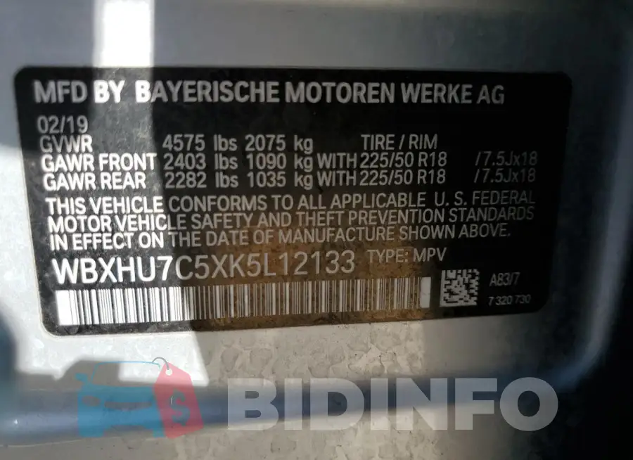 WBXHU7C5XK5L12133 Photo# 13