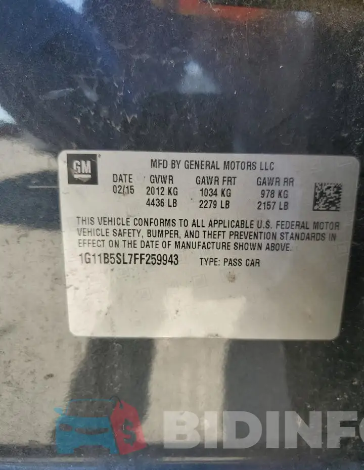 1G11B5SL7FF259943 Photo# 13