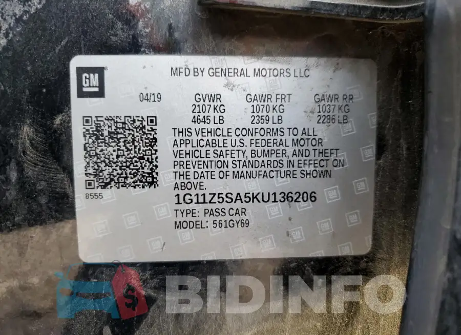 1G11Z5SA5KU136206 Photo# 13