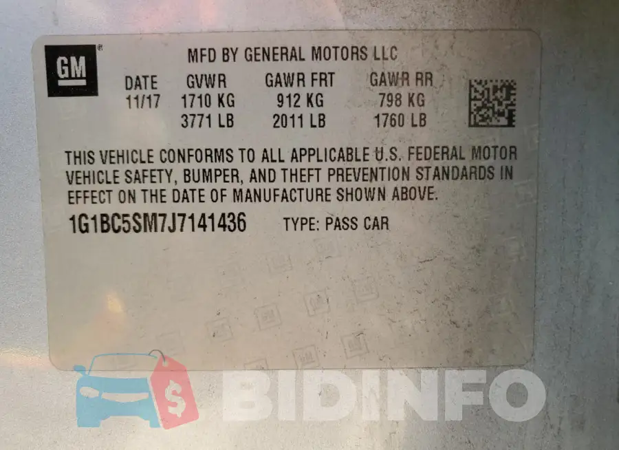 1G1BC5SM7J7141436 Photo# 12