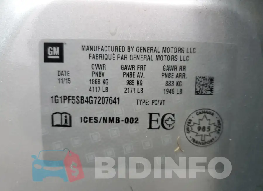 1G1PF5SB4G7207641 Photo# 12
