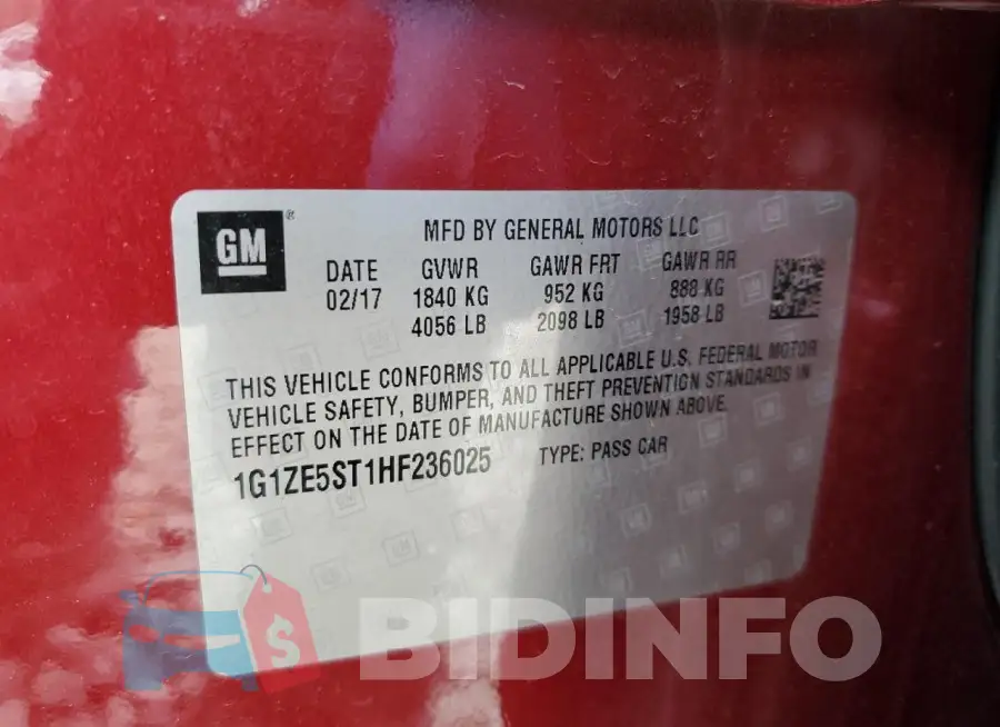 1G1ZE5ST1HF236025 Photo# 12
