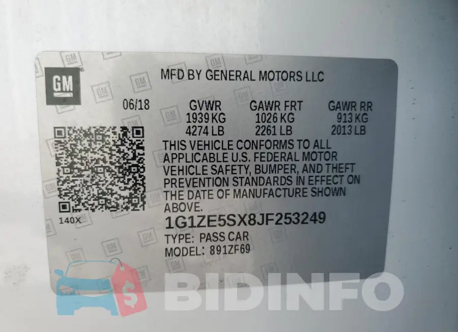 1G1ZE5SX8JF253249 Photo# 12