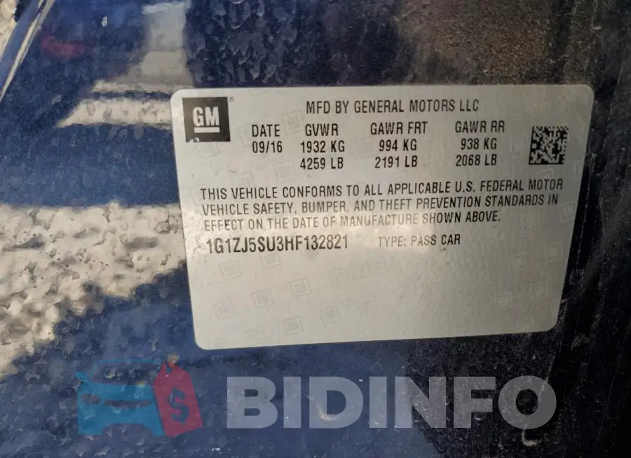 1G1ZJ5SU3HF132821 Photo# 12