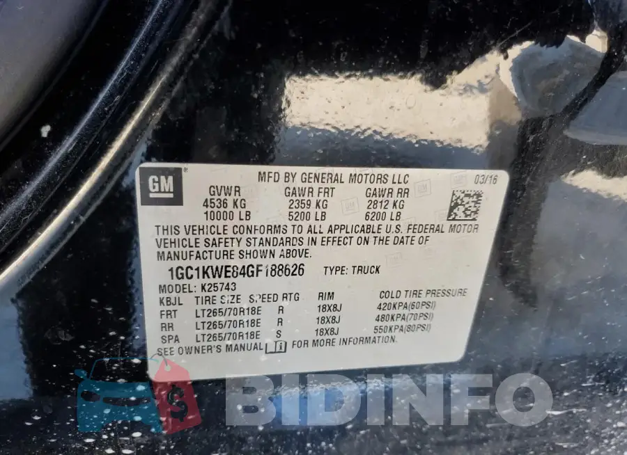 1GC1KWE84GF188626 Photo# 13