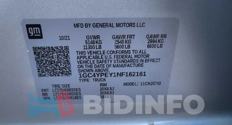 1GC4YPEY1NF162161 Photo# 10