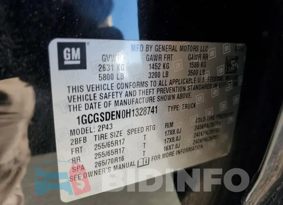 1GCGSDEN0H1328741 Photo# 12