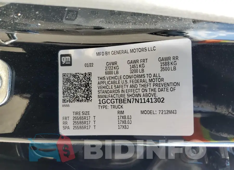 1GCGTBEN7N1141302 Photo# 12