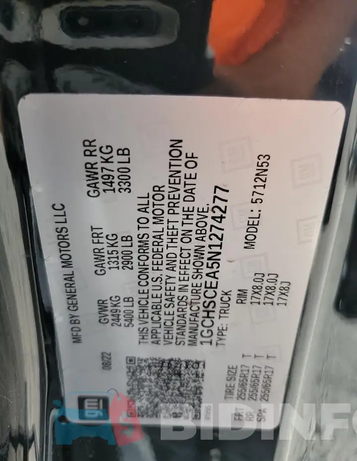1GCHSCEA5N1274277 Photo# 12