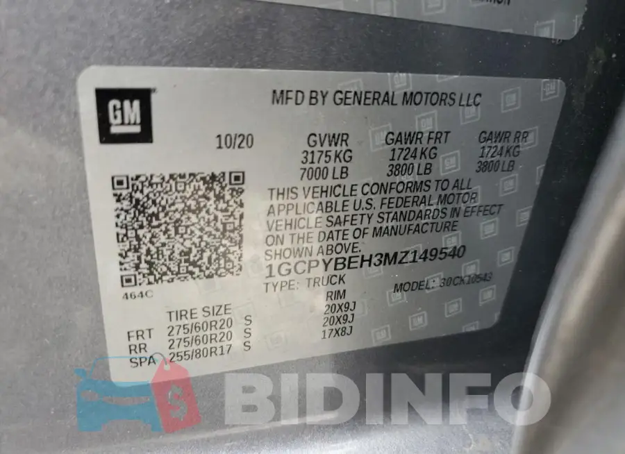 1GCPYBEH3MZ149540 Photo# 12