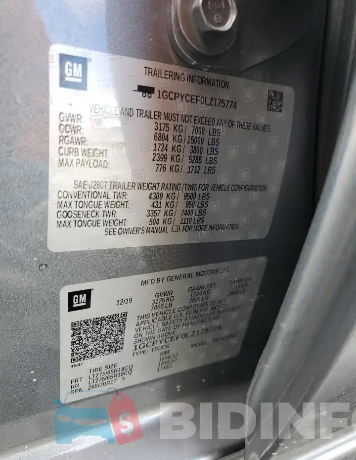 1GCPYCEF0LZ175774 Photo# 13