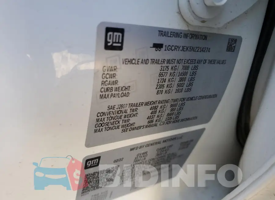 1GCRYJEK5NZ214274 Photo# 12