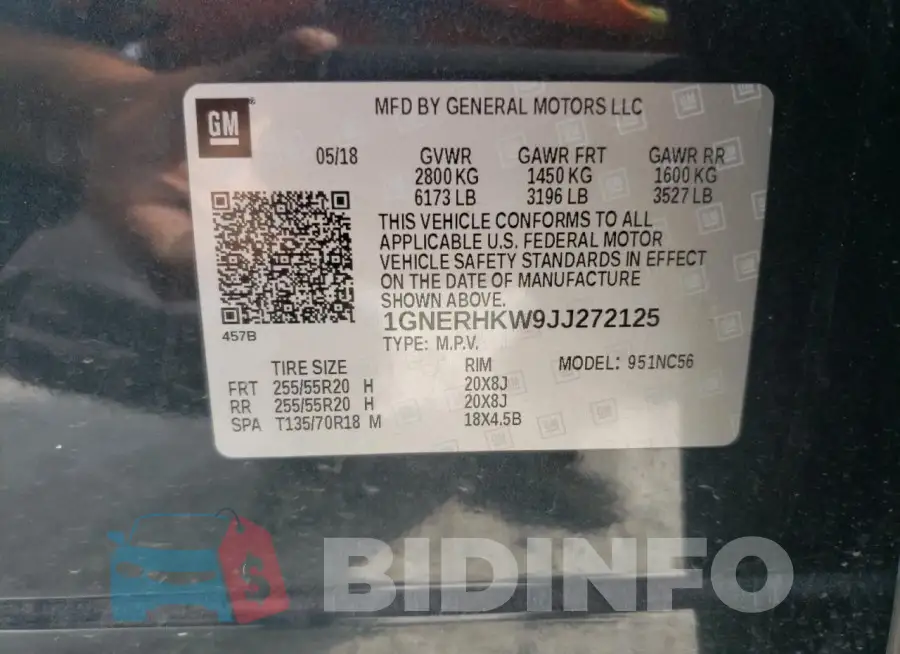 1GNERHKW9JJ272125 Photo# 14