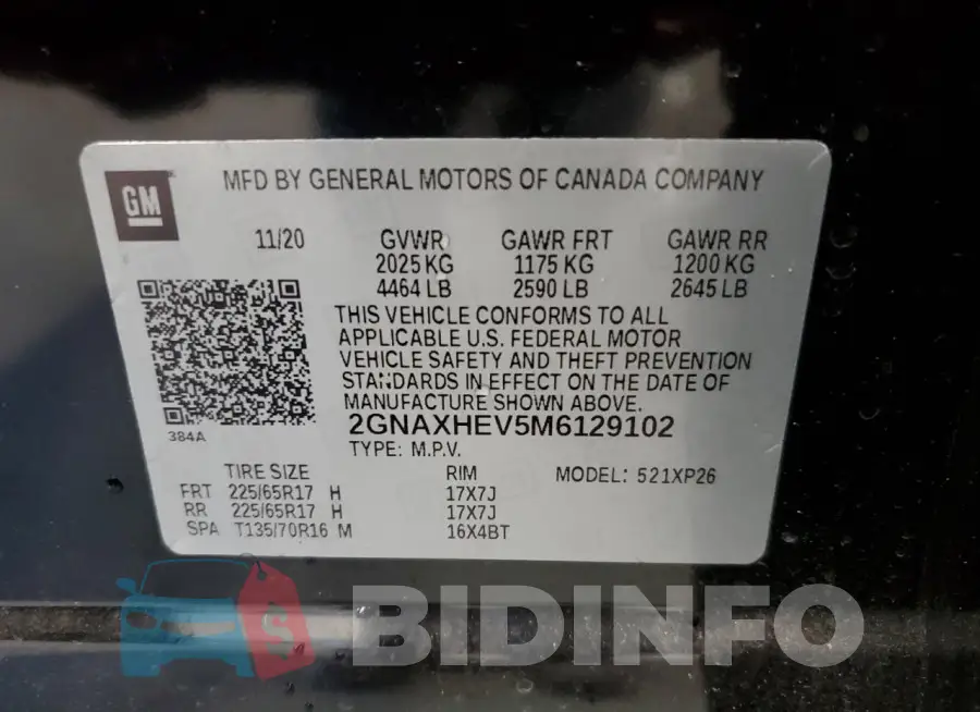 2GNAXHEV5M6129102 Photo# 13