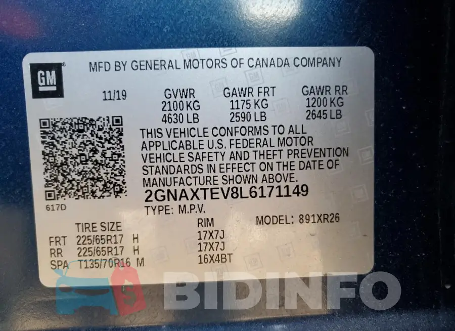 2GNAXTEV8L6171149 Photo# 12