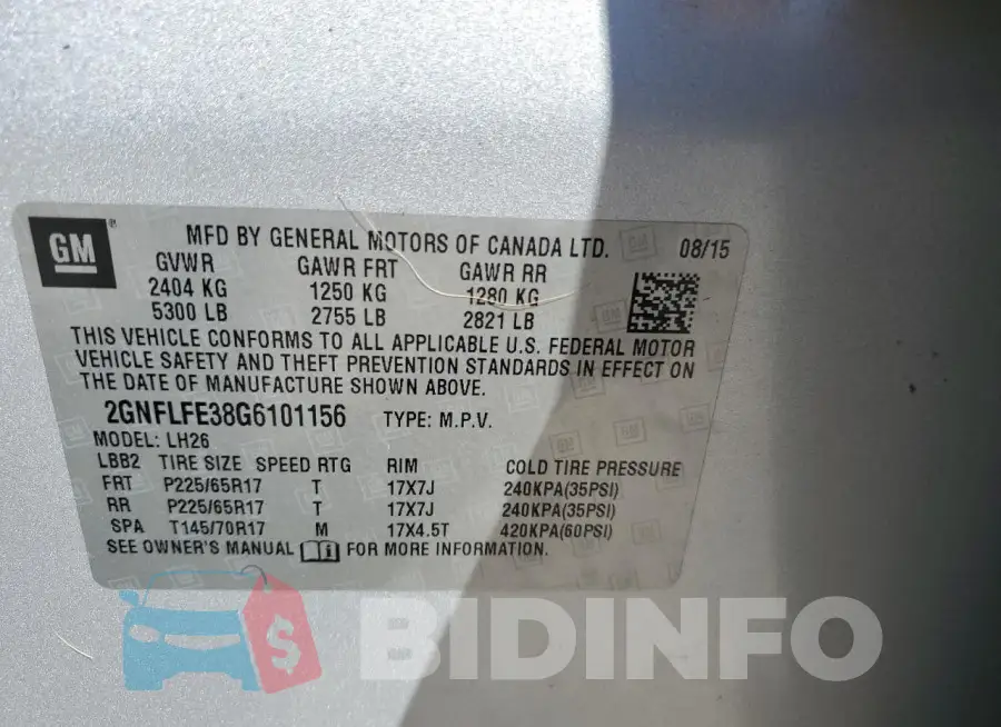2GNFLFE38G6101156 Photo# 14