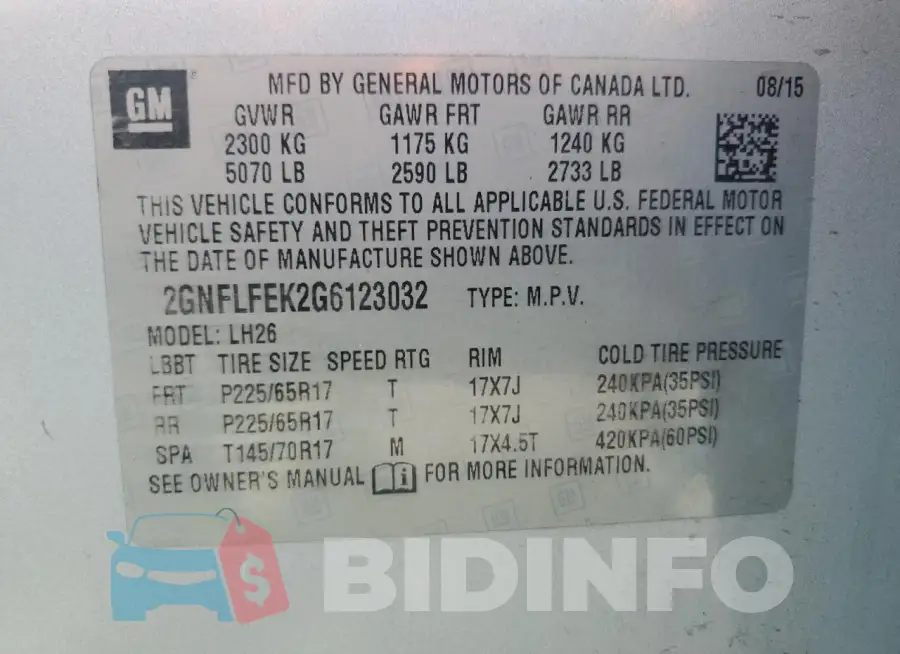2GNFLFEK2G6123032 Photo# 12
