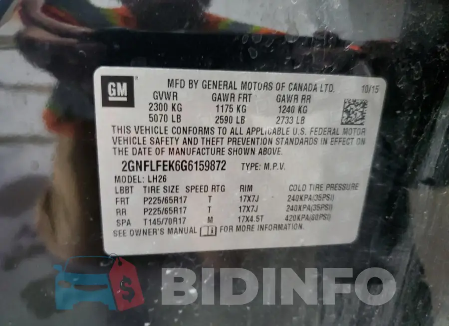 2GNFLFEK6G6159872 Photo# 14