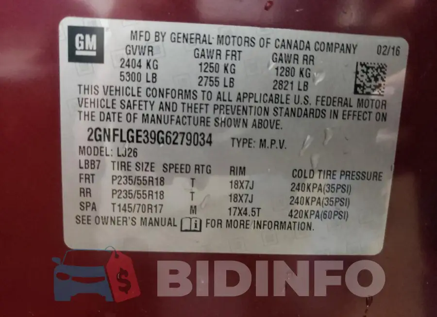 2GNFLGE39G6279034 Photo# 13
