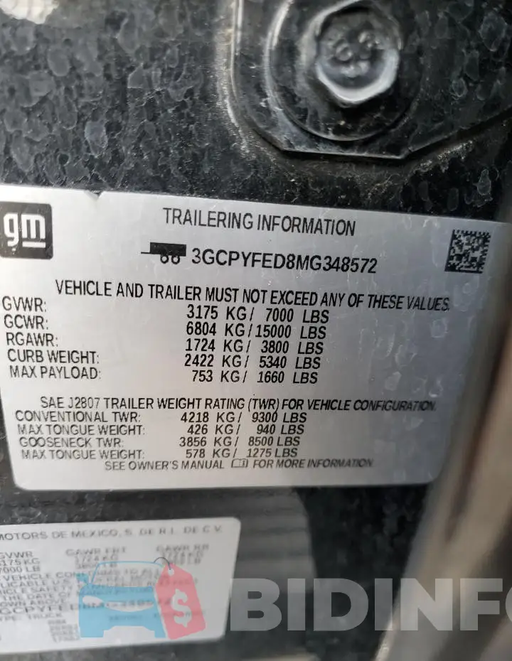 3GCPYFED8MG348572 Photo# 12