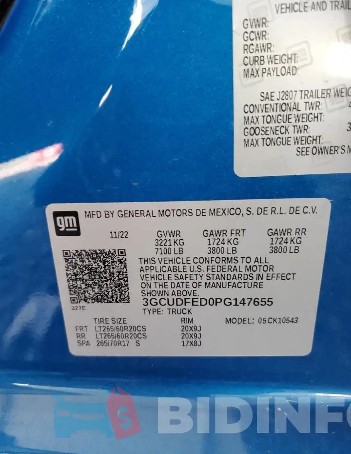 3GCUDFED0PG147655 Photo# 12