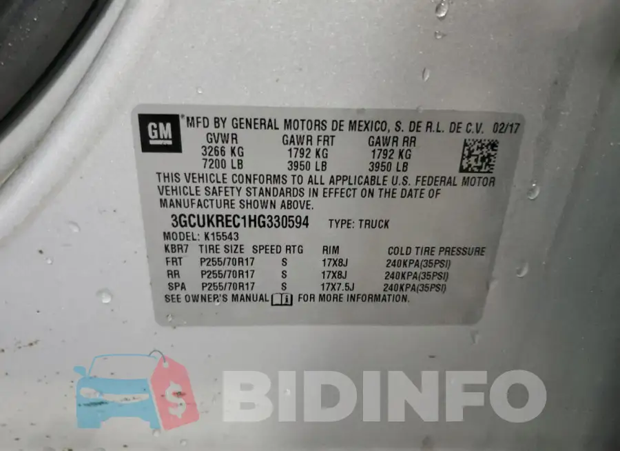 3GCUKREC1HG330594 Photo# 12