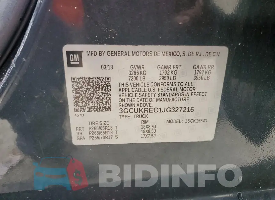 3GCUKREC1JG327216 Photo# 12
