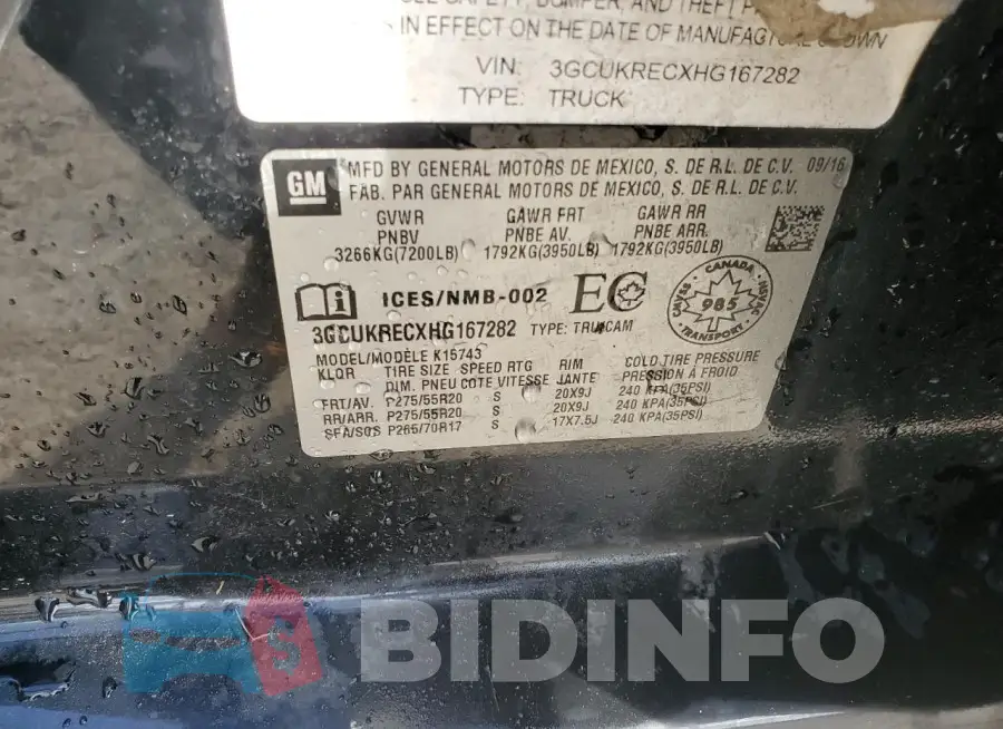 3GCUKRECXHG167282 Photo# 13