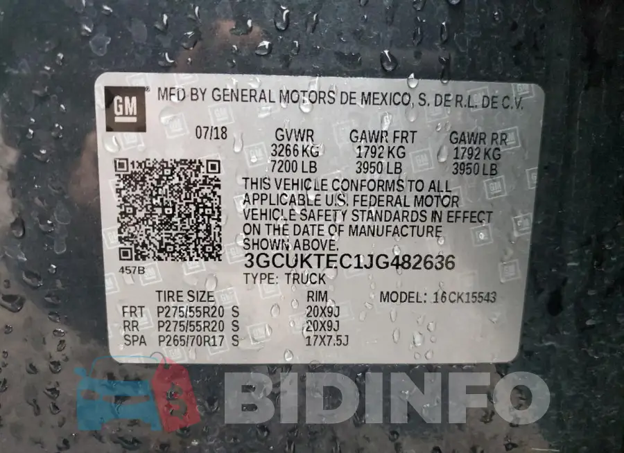 3GCUKTEC1JG482636 Photo# 12