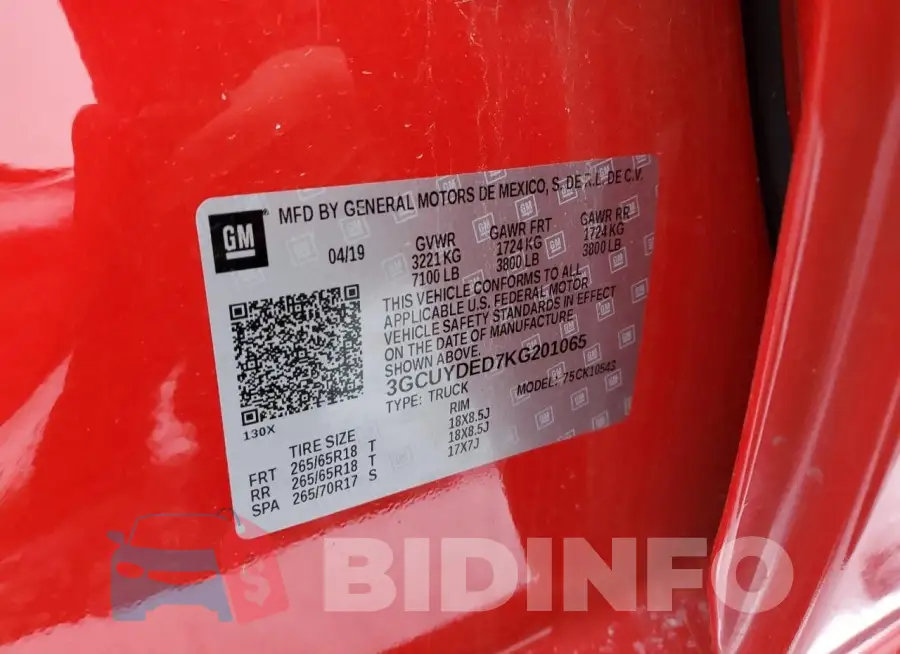 3GCUYDED7KG201065 Photo# 12
